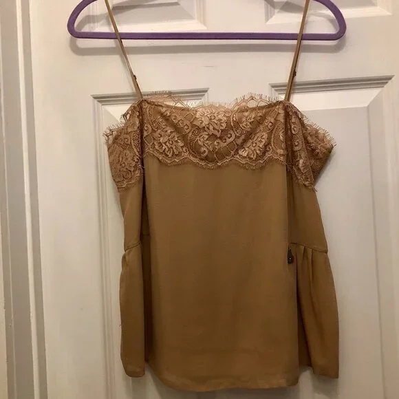 Liu Jo Camel Lace Camisole Blouse Size S NTW CLOSET CLEAR-OUT! - Picture 2 of 13